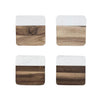 Marble & Acacia Coaster Set